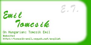 emil tomcsik business card